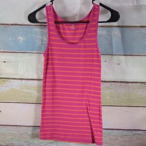 Old Navy Pink and Orange Striped Women's Tank Top